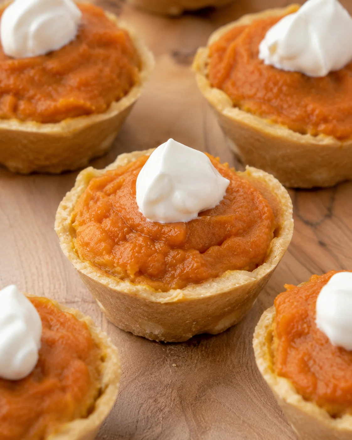 Mini pumpkin pies topped with yogurt, suitable for dogs to enjoy safely.