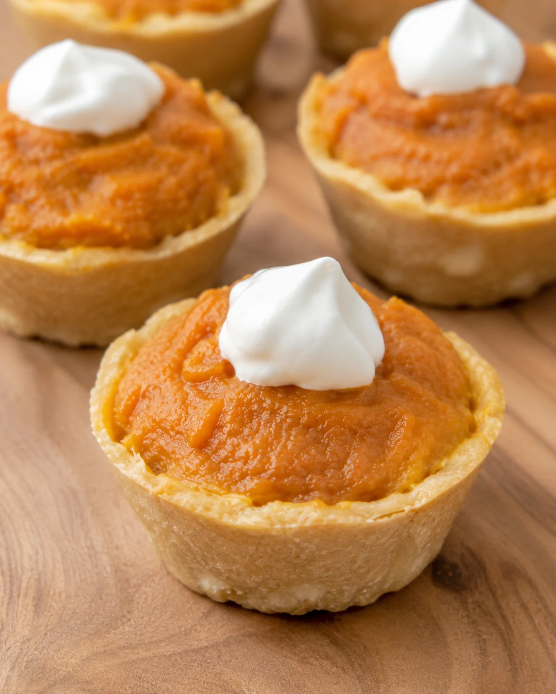 Cute mini pumpkin pies topped with yogurt, designed for dogs to enjoy safely.
