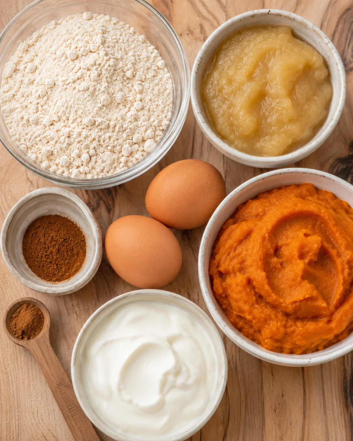 Wholesome pumpkin pie ingredients prepared for baking with dog-friendly elements.