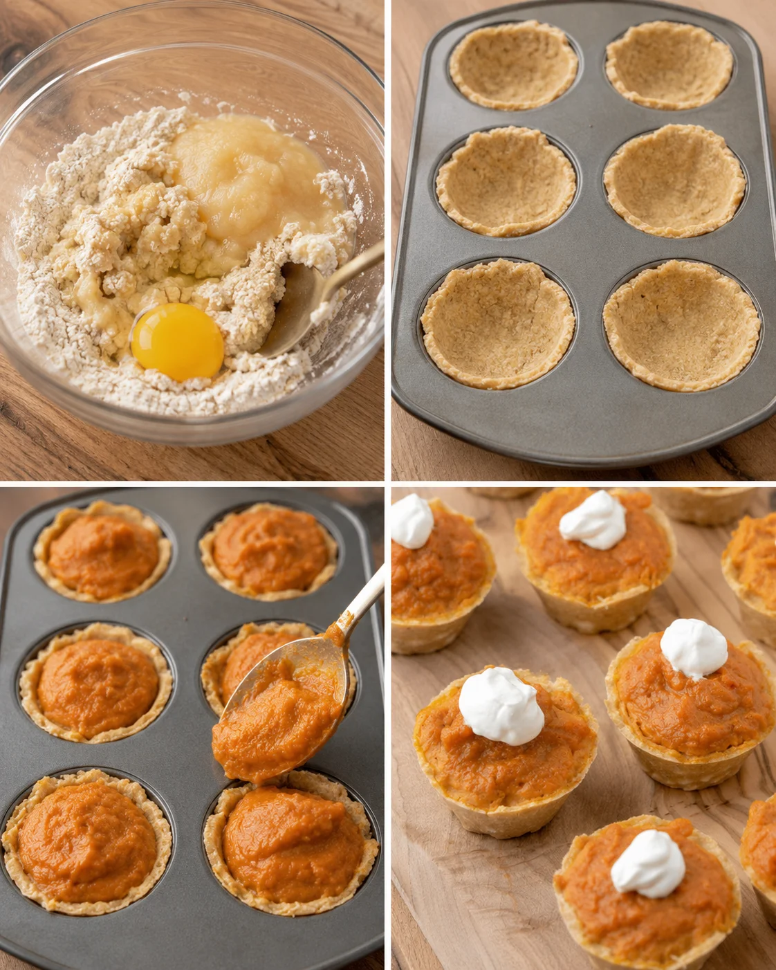 Cute mini pumpkin pies filled with pumpkin puree, topped with Greek yogurt for dogs.