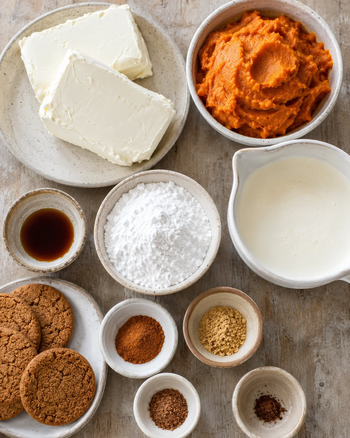 Creamy pumpkin cheesecake mousse with spices, ready to serve in a bowl.
