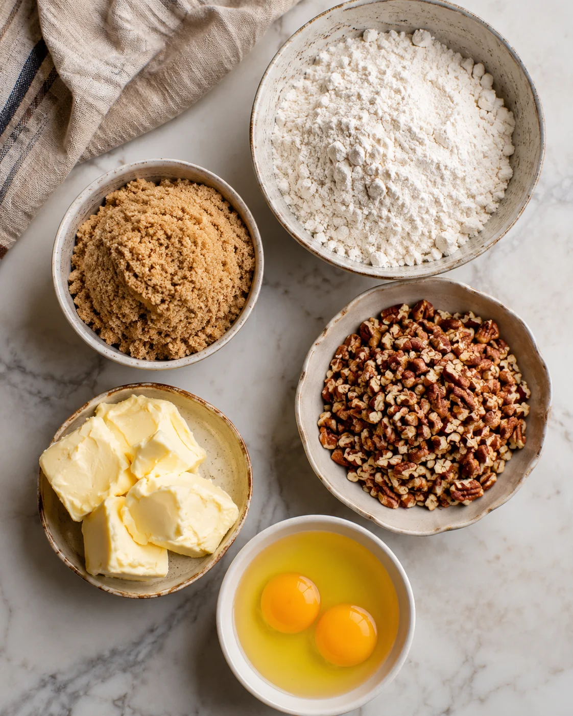 Bowl of pecan pie muffins with caramelized tops and soft interior.