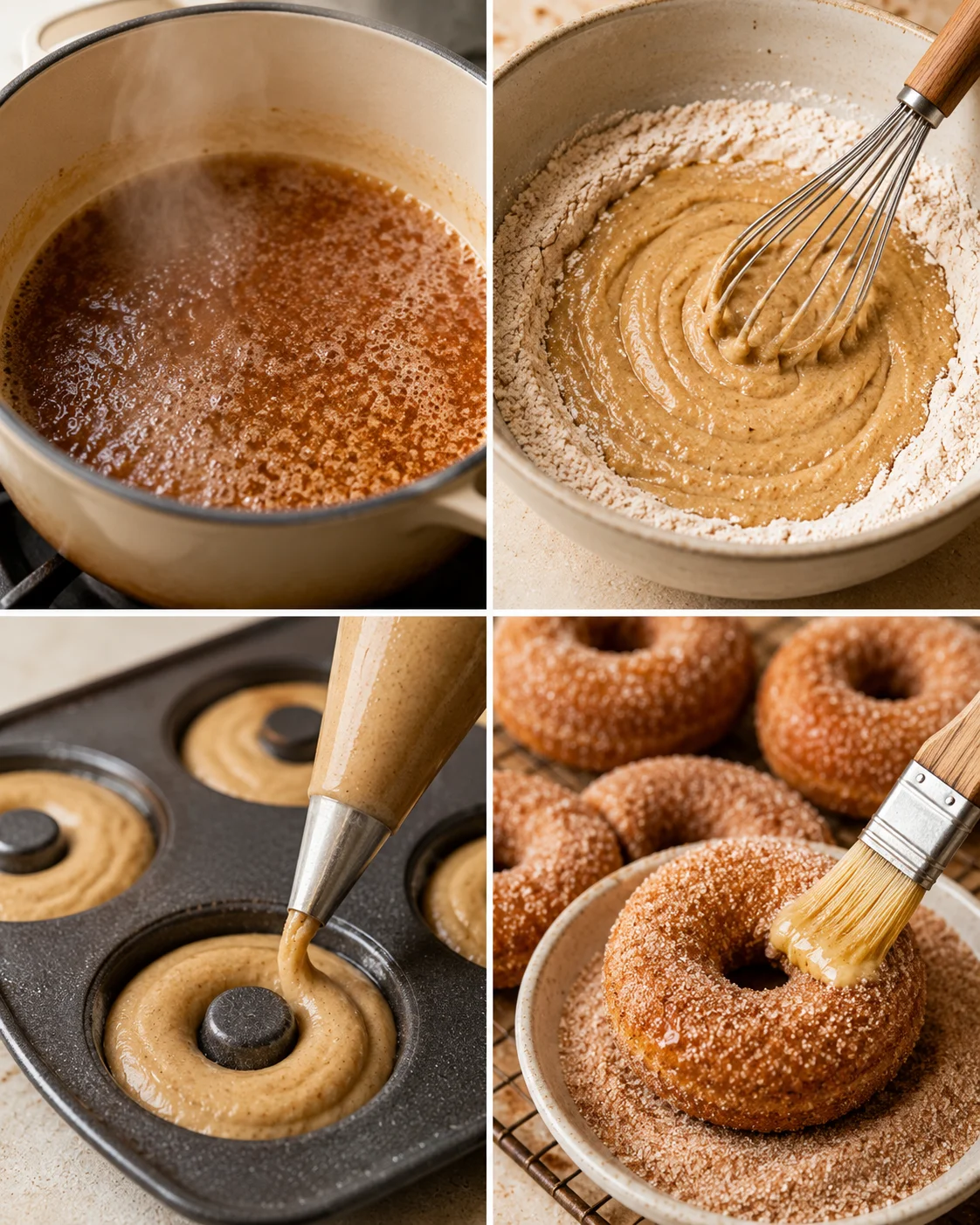 Delicious homemade baked apple cider donuts with cinnamon sugar coating, perfect for fall.