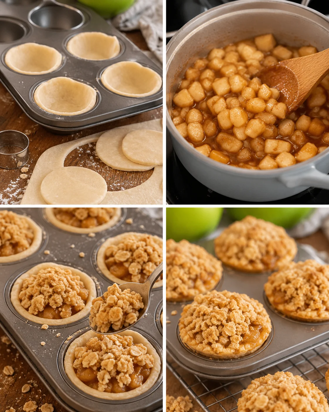 Handmade apple crisp cookies with crumble topping fresh from the oven.