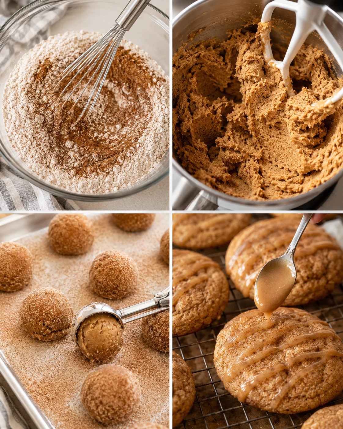 Soft, pillowy cookies with cinnamon sugar and apple butter glaze topping.