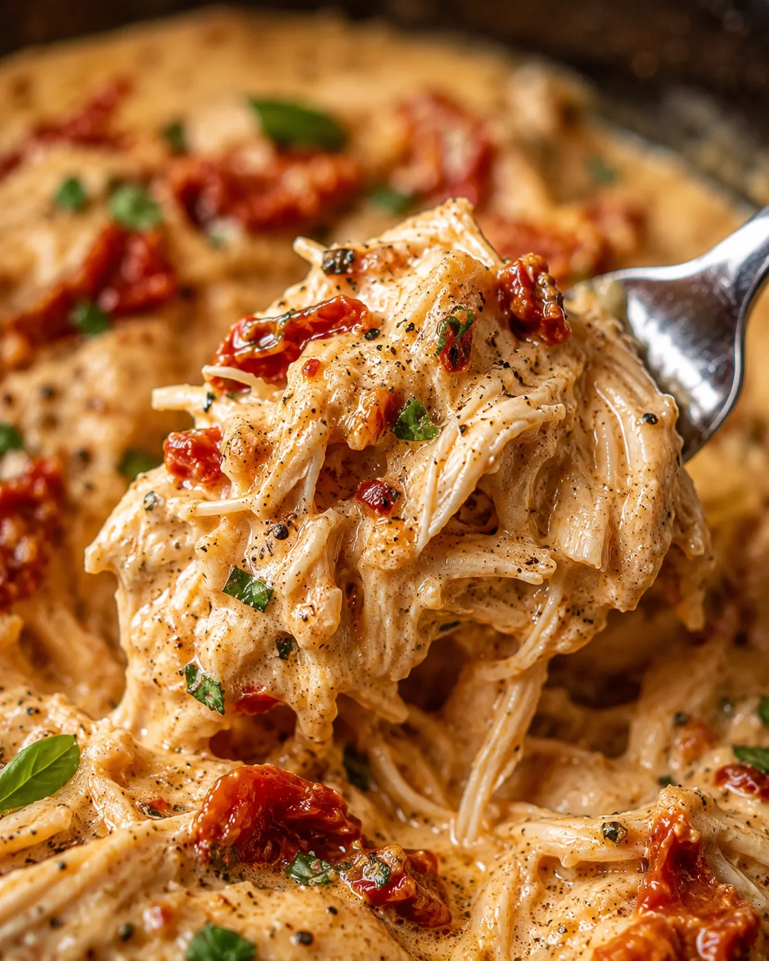 Creamy slow cooker chicken with sun-dried tomatoes and Parmesan cheese