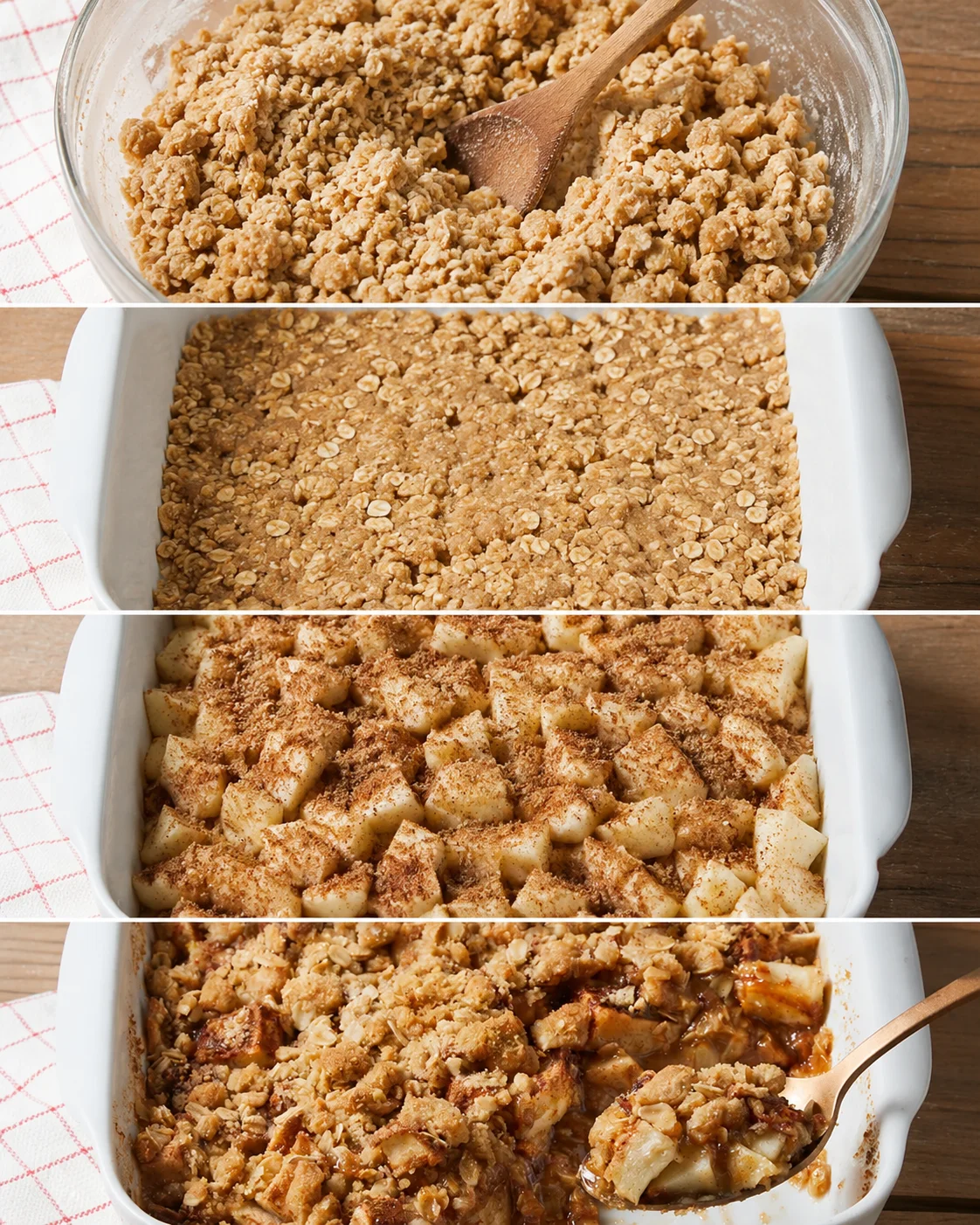 Delicious apple oatmeal crisp with crunchy oat topping and warm apple filling.